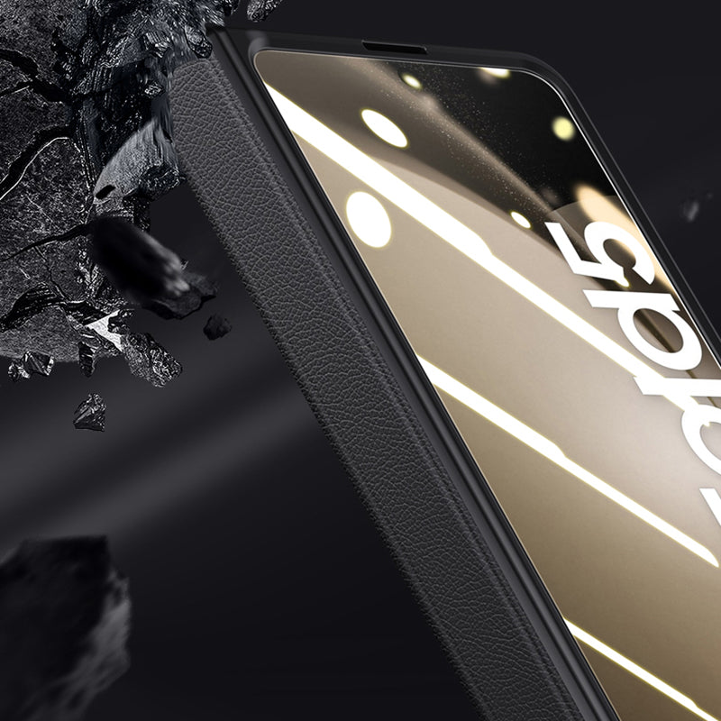 For Samsung Galaxy Z Fold5 5G Leather Coated PC Case Hinge Skin-touch Phone Cover with HD Clear Tempered Glass Film For Samsung Galaxy Z Fold5 5G Leather Coated PC Case Hinge Skin-touch Phone Cover with HD Clear Tempered Glass Film